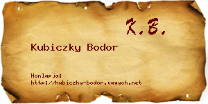 Kubiczky Bodor névjegykártya